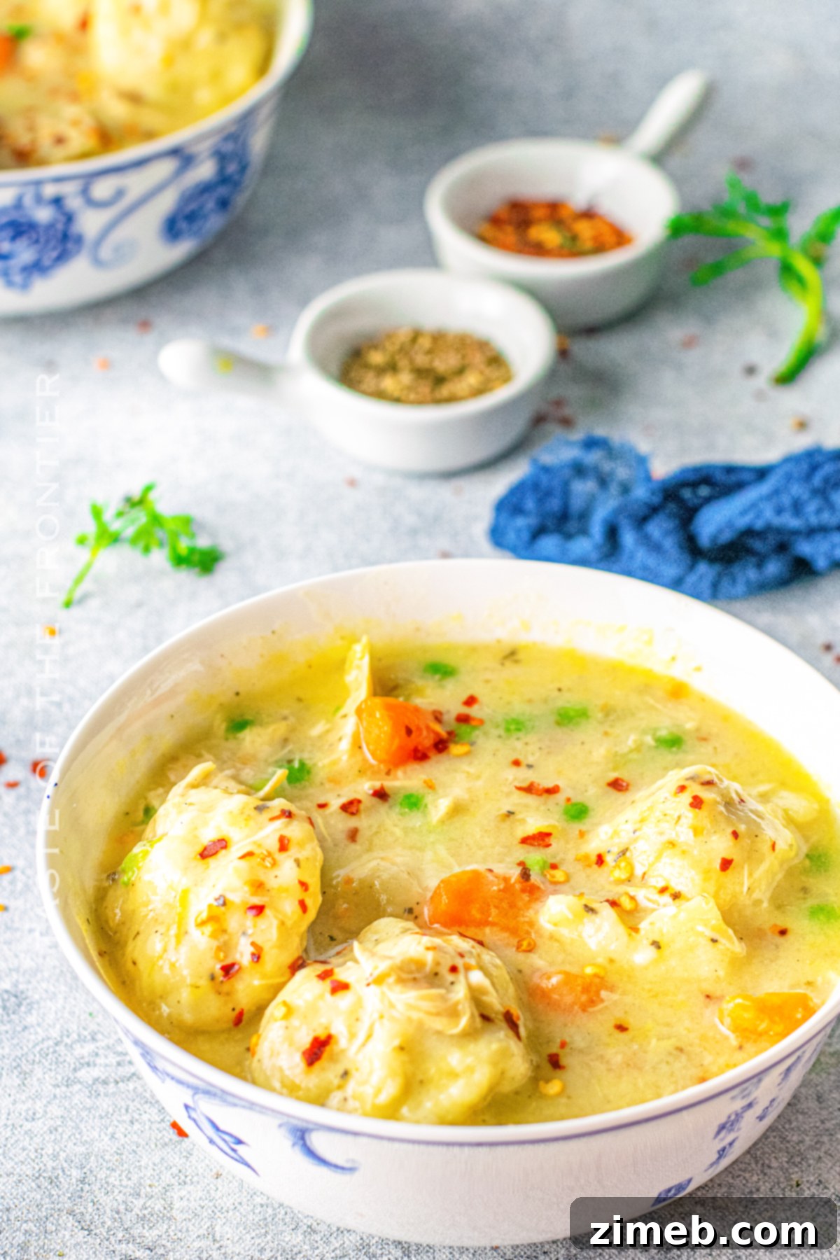 Your Go-To Instant Pot Chicken and Dumplings 3 Comfort food chicken dinner, showcasing a hearty bowl of chicken and dumplings.
