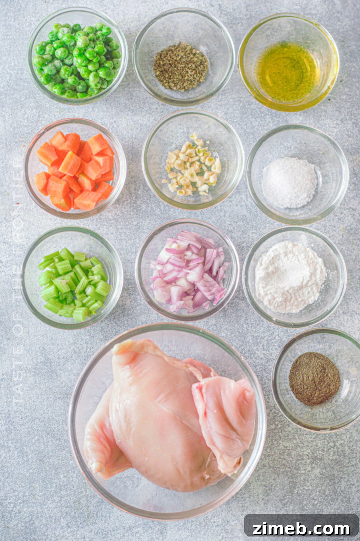 Your Go-To Instant Pot Chicken and Dumplings 4 Ingredients for Instant Pot Chicken and Dumplings, laid out before preparation.