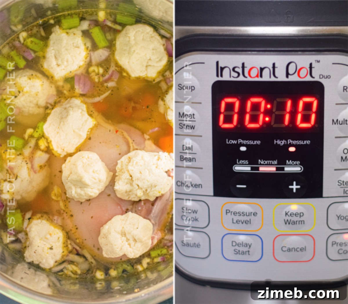 Your Go-To Instant Pot Chicken and Dumplings 7 Pressure Cooker Chicken and Dumplings ready to serve.