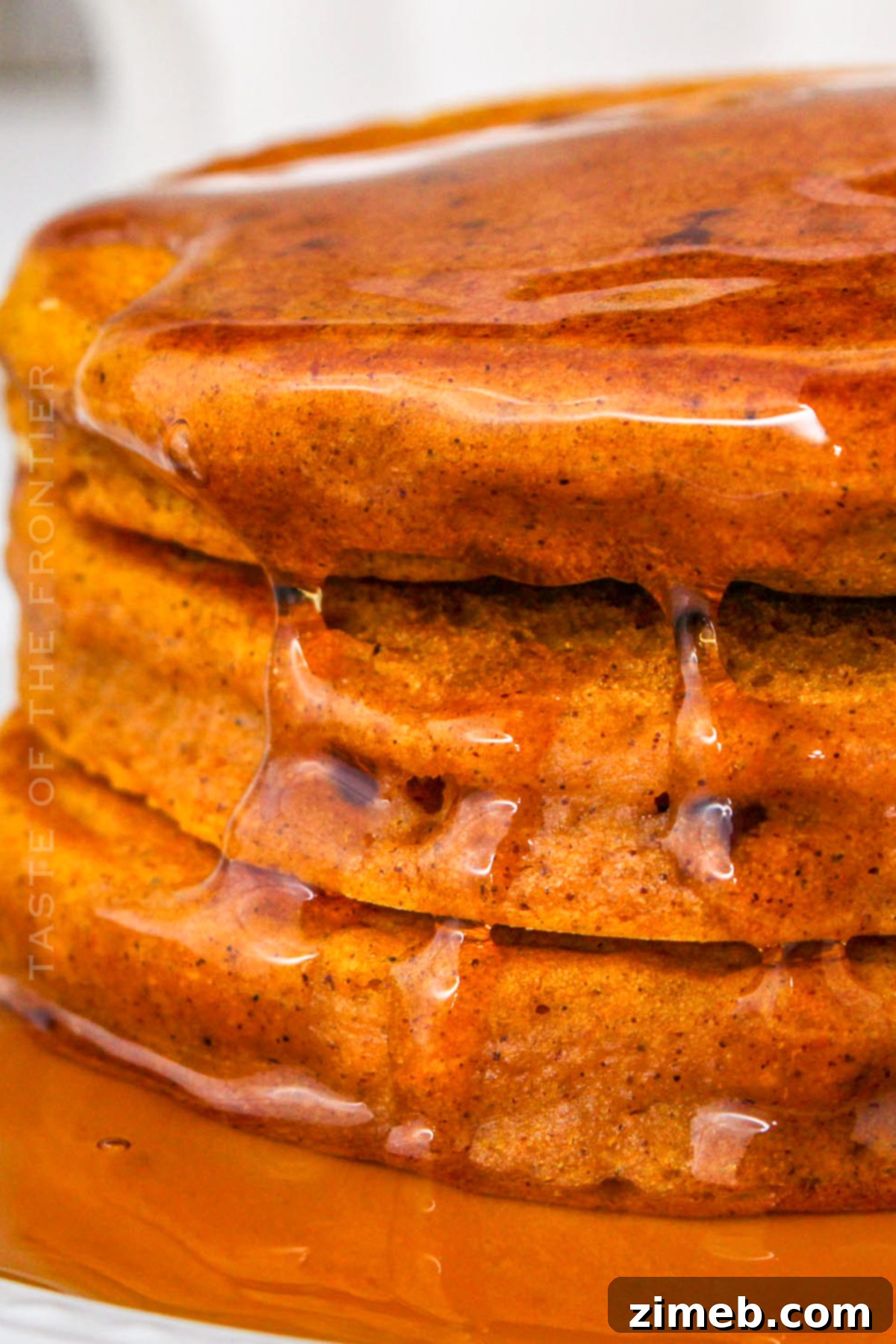 Stack of fluffy pumpkin pancakes