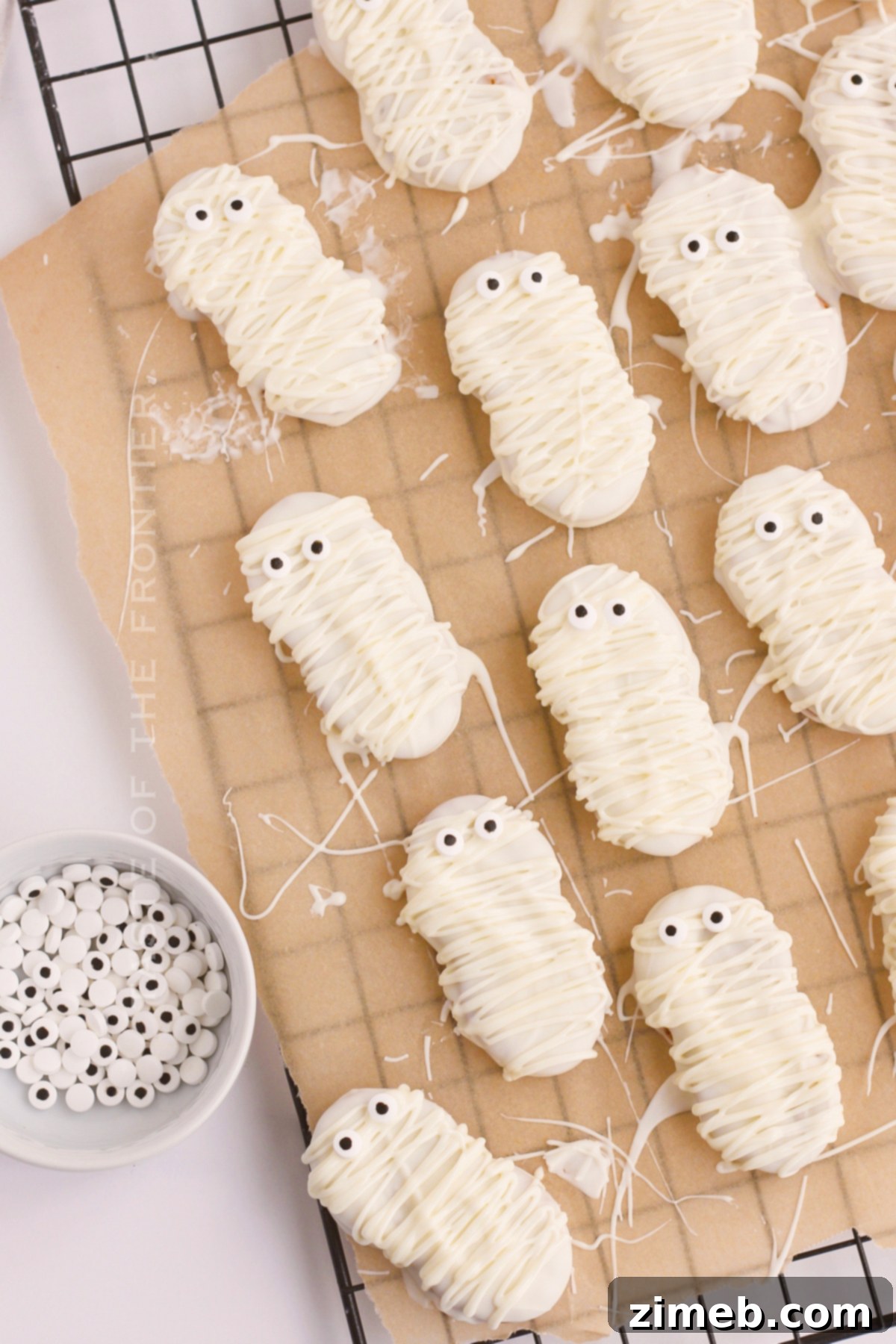 Spooky Swaddled Sweets 11 Decorated Halloween Cookies - Spooky Mummy Treats