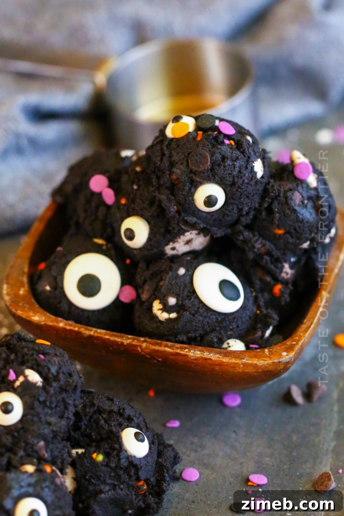 Edible Halloween Cookie Dough 20 Halloween Cookie Dough in a small bowl, ready to be enjoyed.