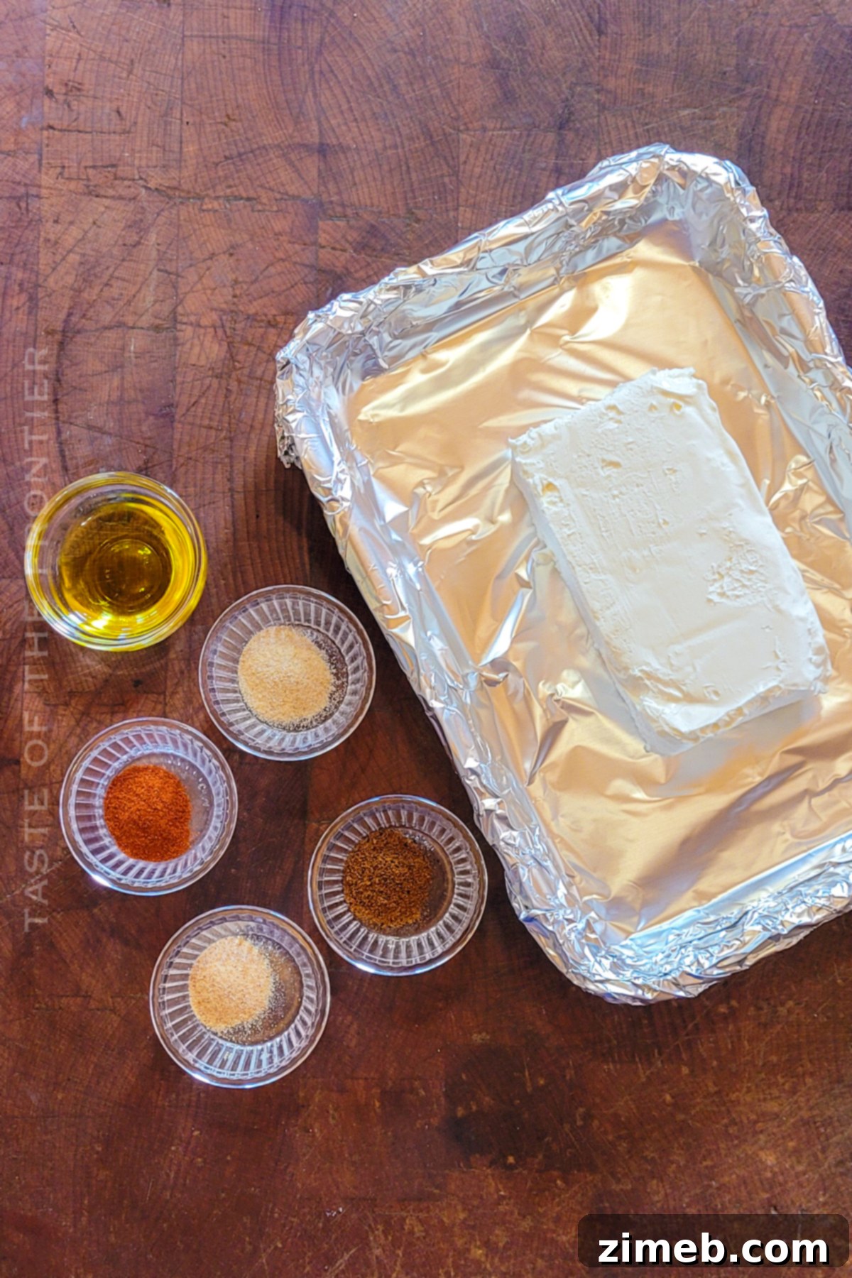 Artisan Smoked Cream Cheese 4 Ingredients laid out for Smoked Cream Cheese preparation.