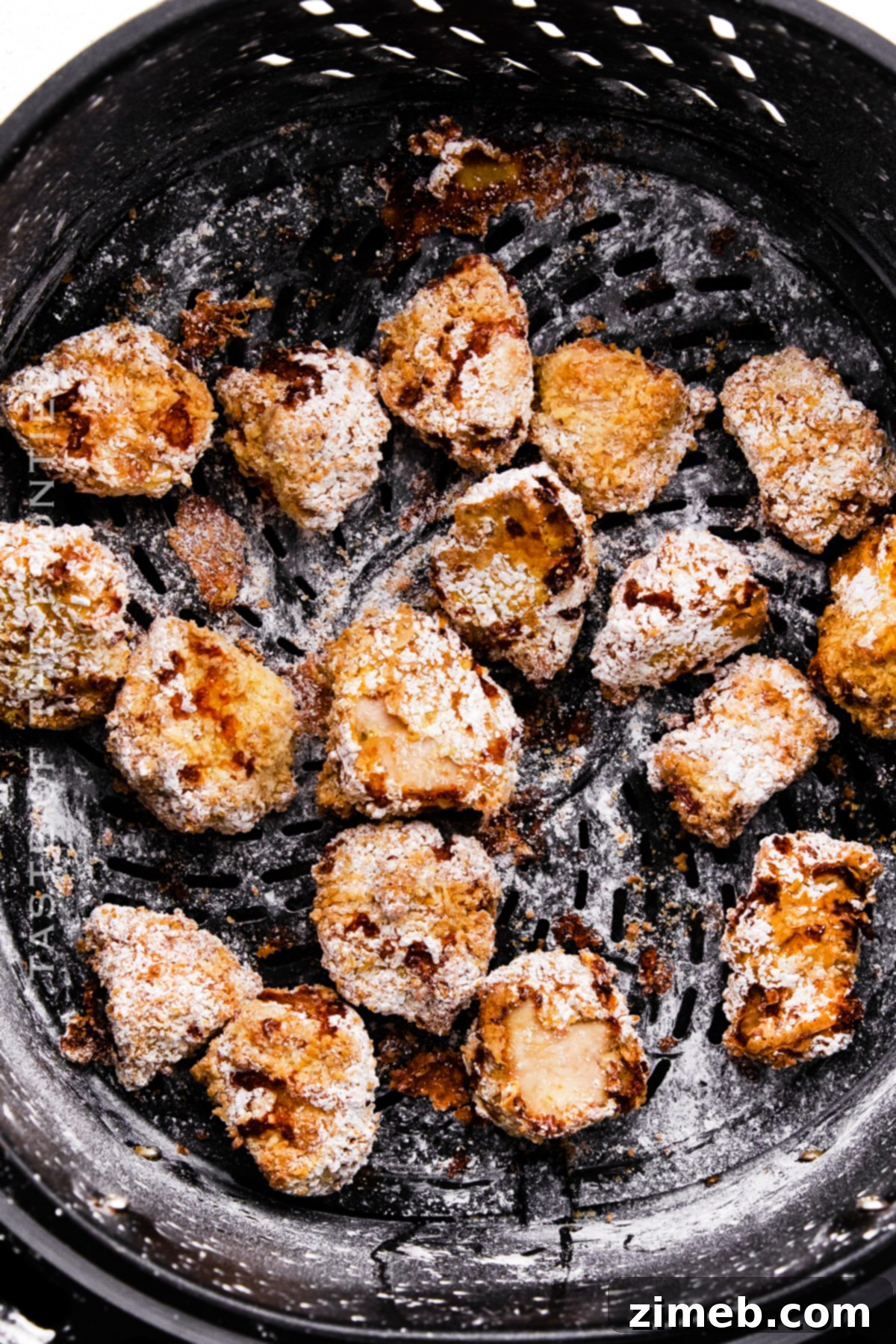 coated chicken pieces in the air fryer