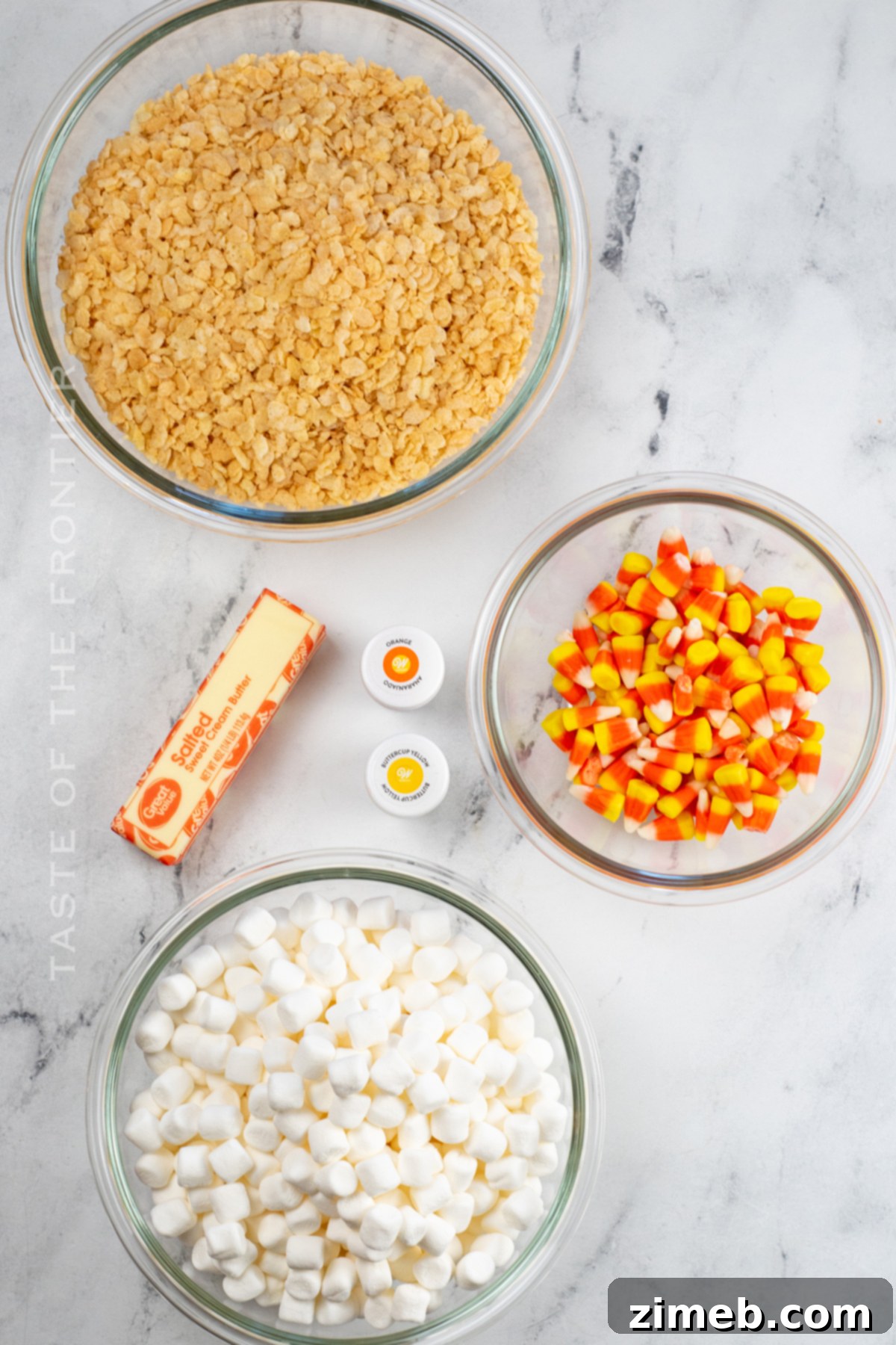 Sweet & Spooky Candy Corn Krispie Treats 4 ingredients for Candy Corn Rice Krispie Treats