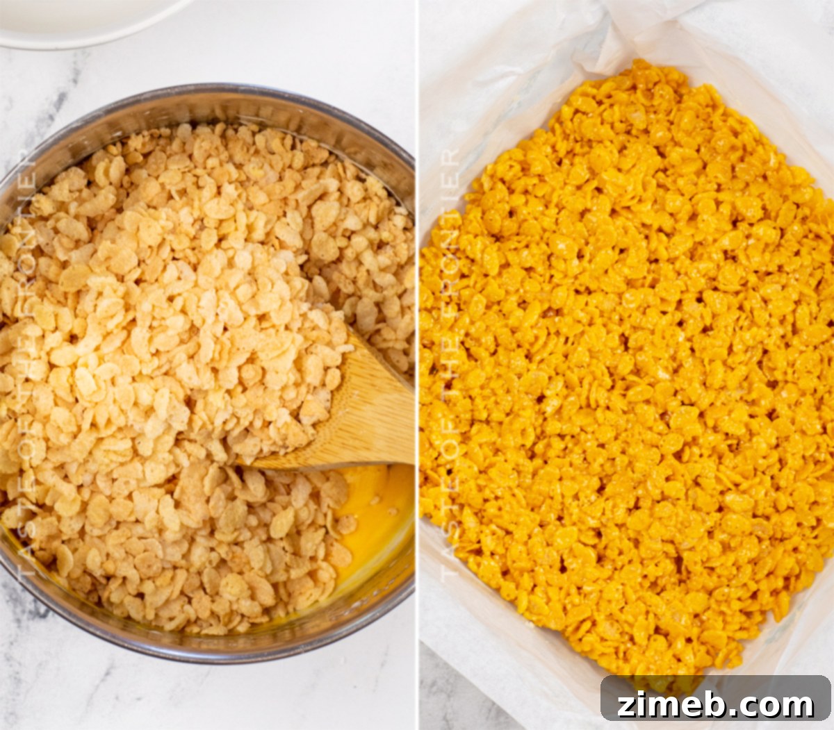 Sweet & Spooky Candy Corn Krispie Treats 6 yellow layer