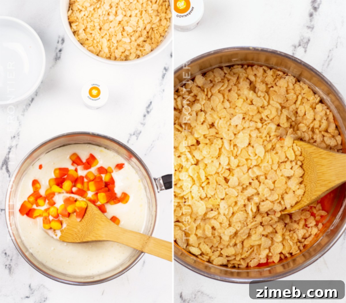 Sweet & Spooky Candy Corn Krispie Treats 7 orange layer