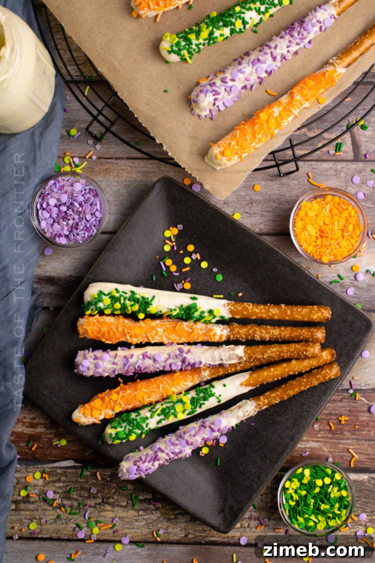 Finished Halloween Pretzels ready for a party