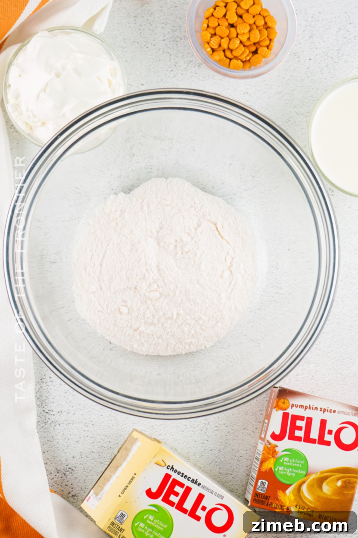 Step-by-step process showing how to make Pumpkin Pudding Shots, highlighting the layering technique.