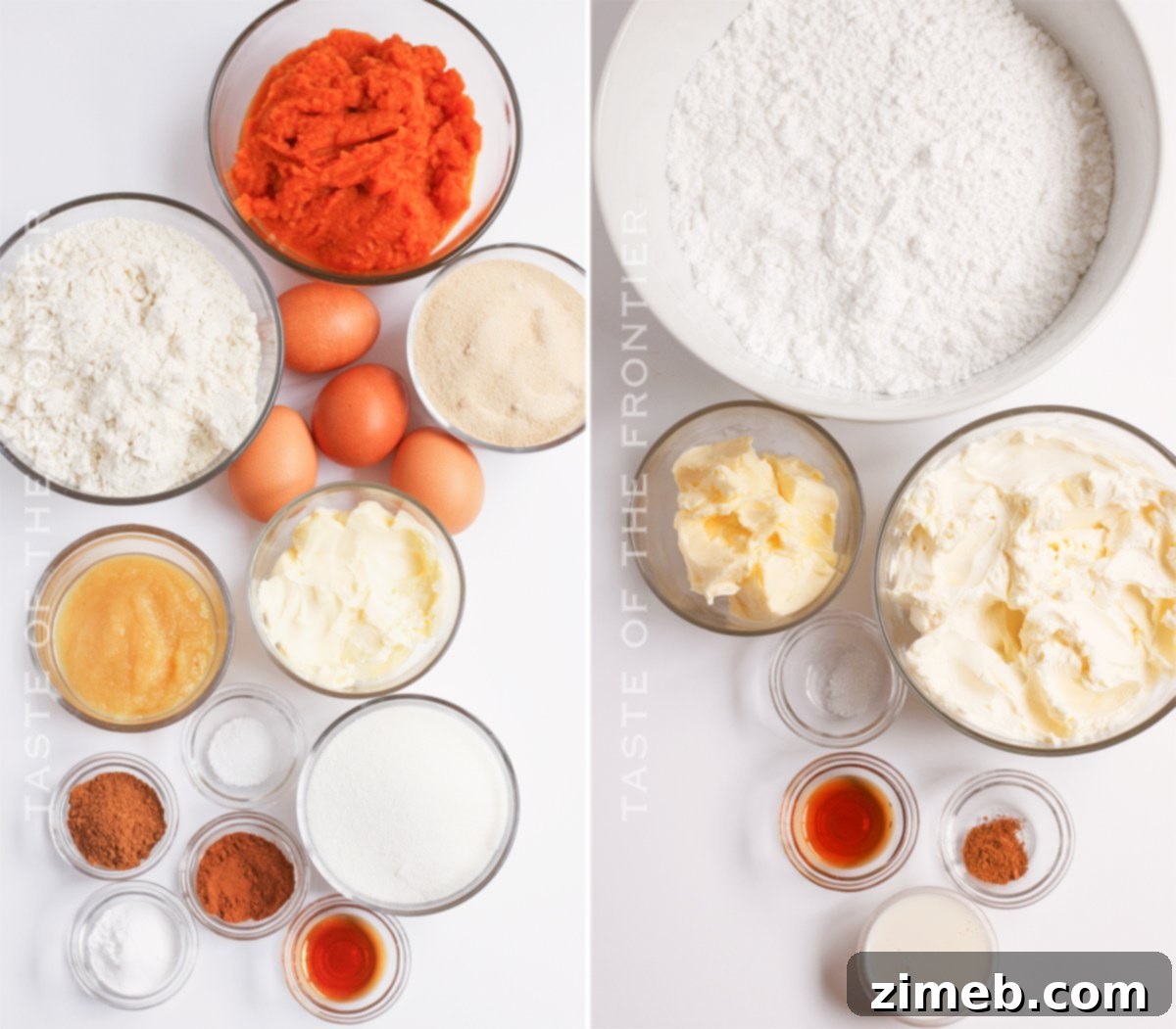 Key ingredients for making the best Pumpkin Spice Cake recipe.