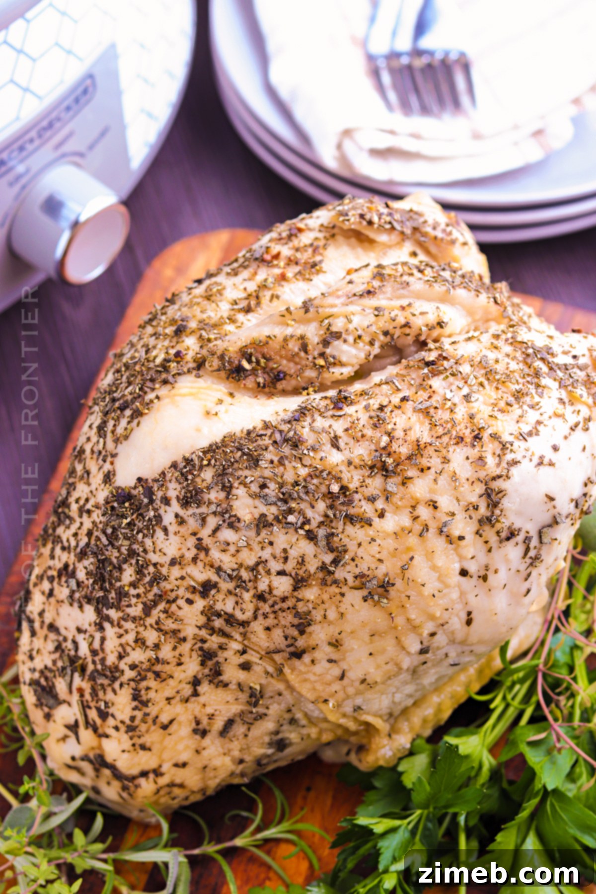 Effortless Slow Cooker Turkey Breast Perfection 10 Turkey breast before carving for holiday meal