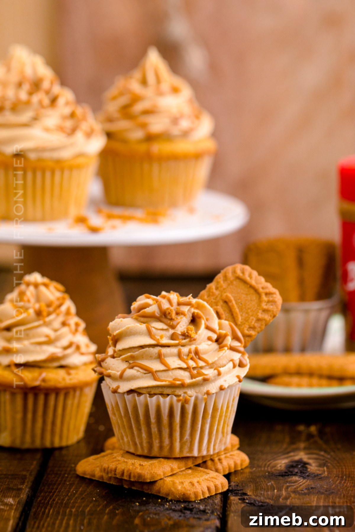 Lotus Biscoff Dream Cupcakes 20 Assortment of festive fall holiday cupcakes on a display stand