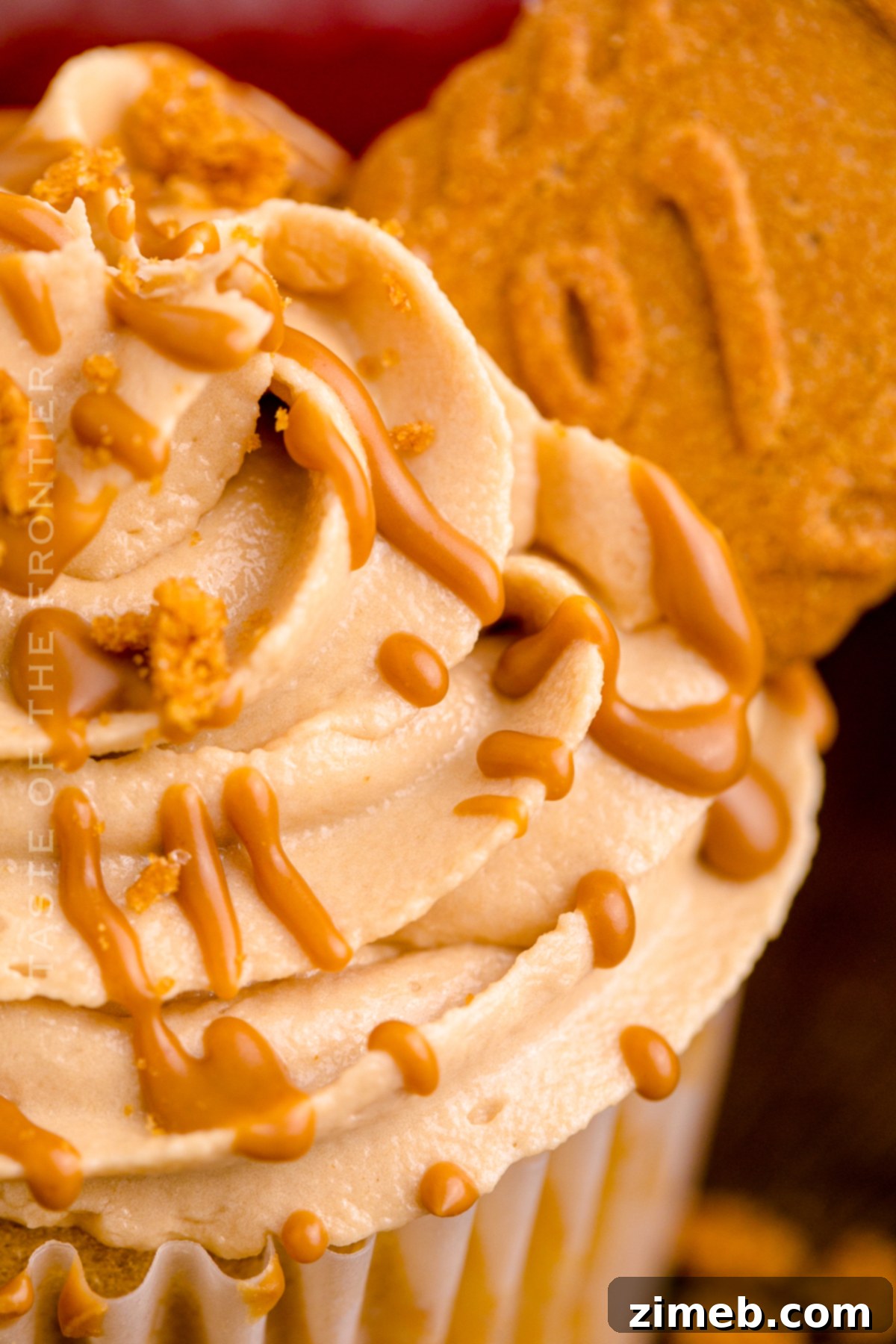 Lotus Biscoff Dream Cupcakes 21 Cross-section of a Biscoff cupcake, revealing a rich cookie butter filling