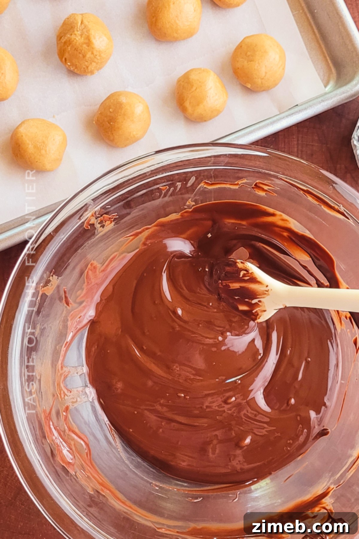 The Forest Eye 8 melted chocolate for peanut butter balls