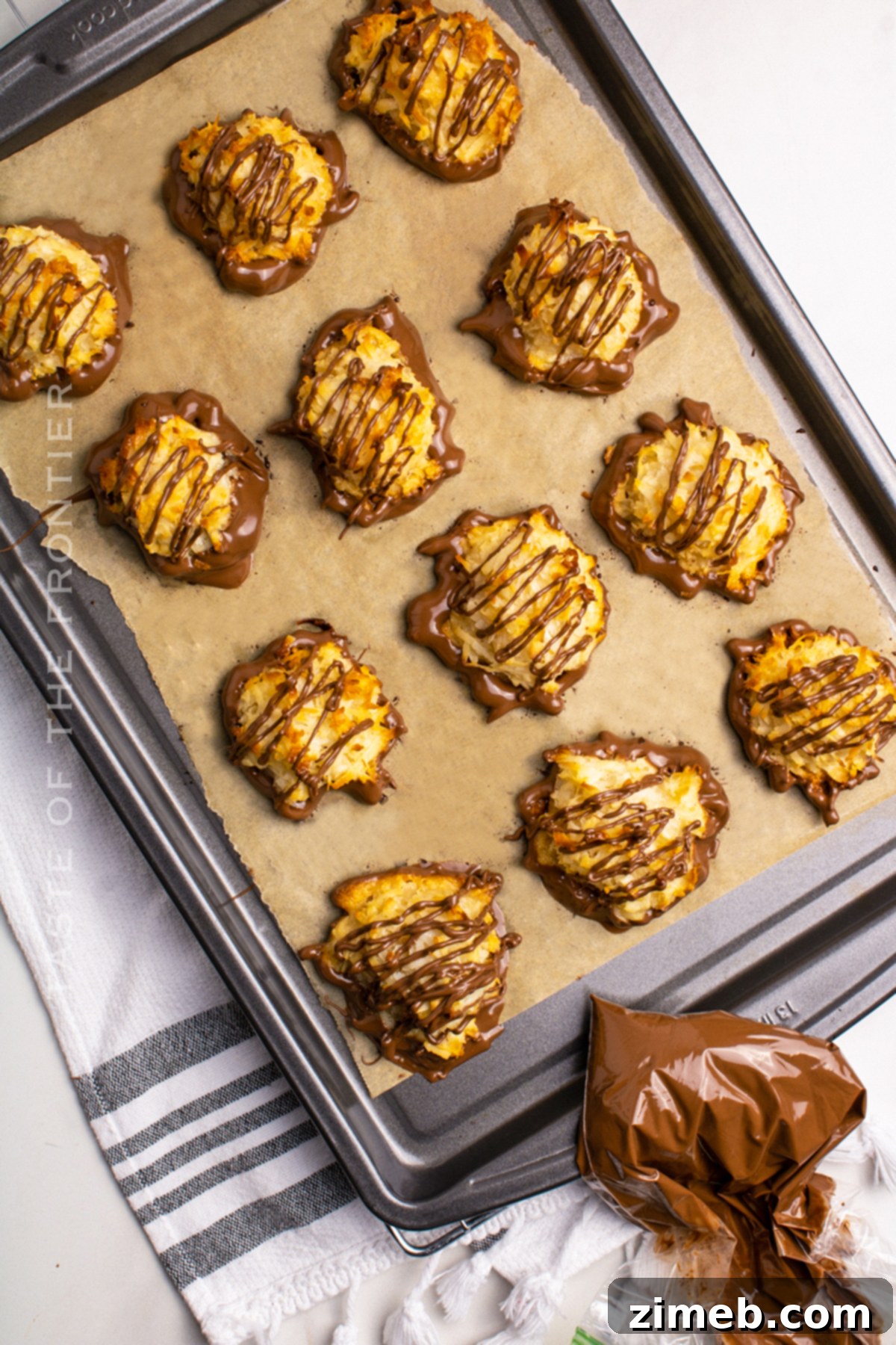 Decadent Chocolate Coconut Macaroons 20 Adding Chocolate Decorations