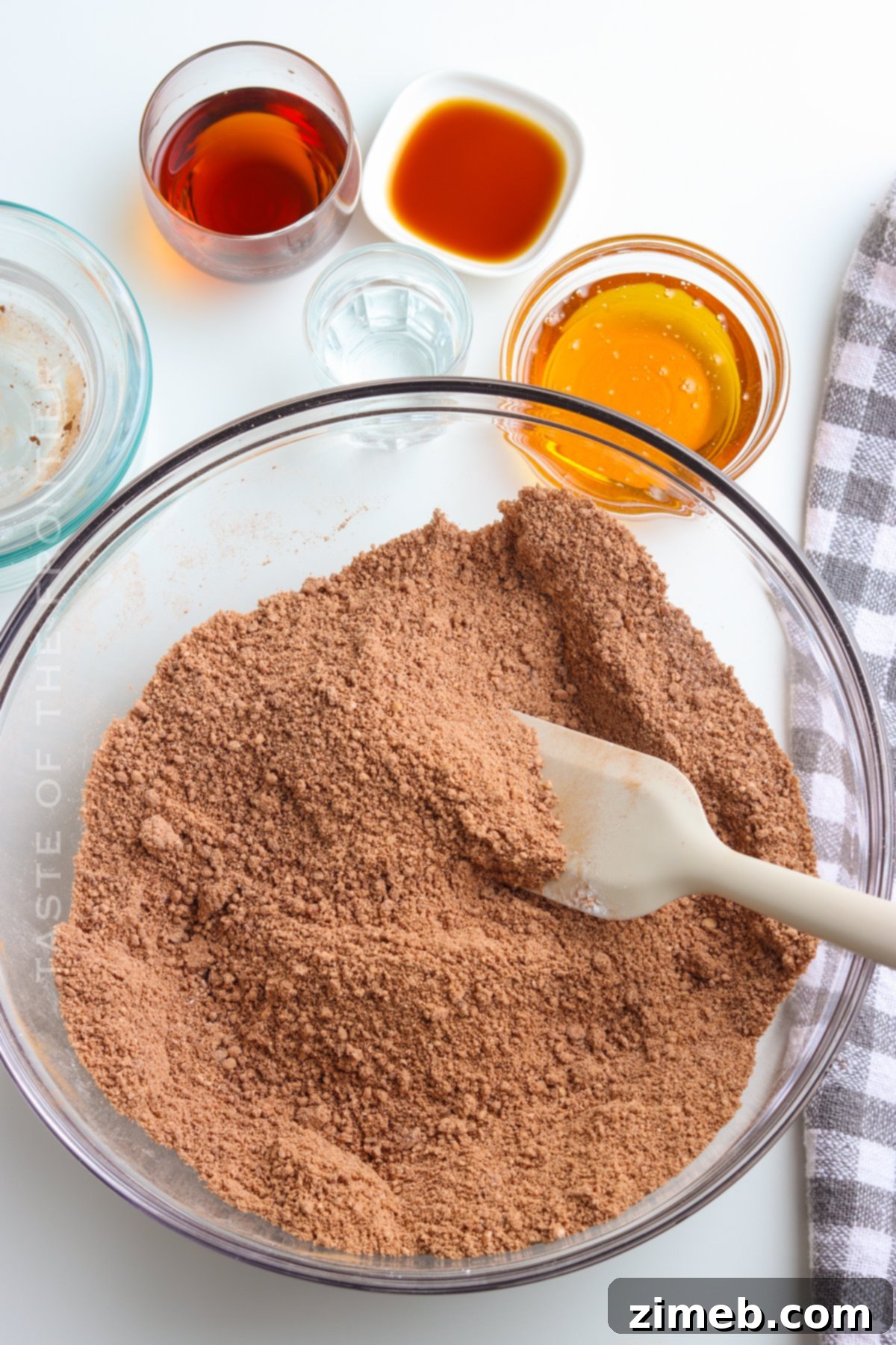 Chocolate Rum Truffles 5 Mixing ingredients for easy no-bake rum balls