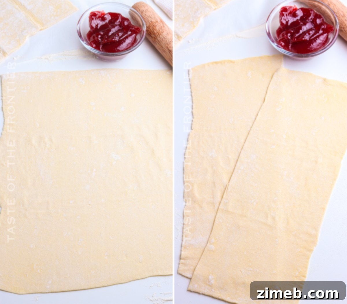Raspberry Twisted Delights 5 rolling pastry dough