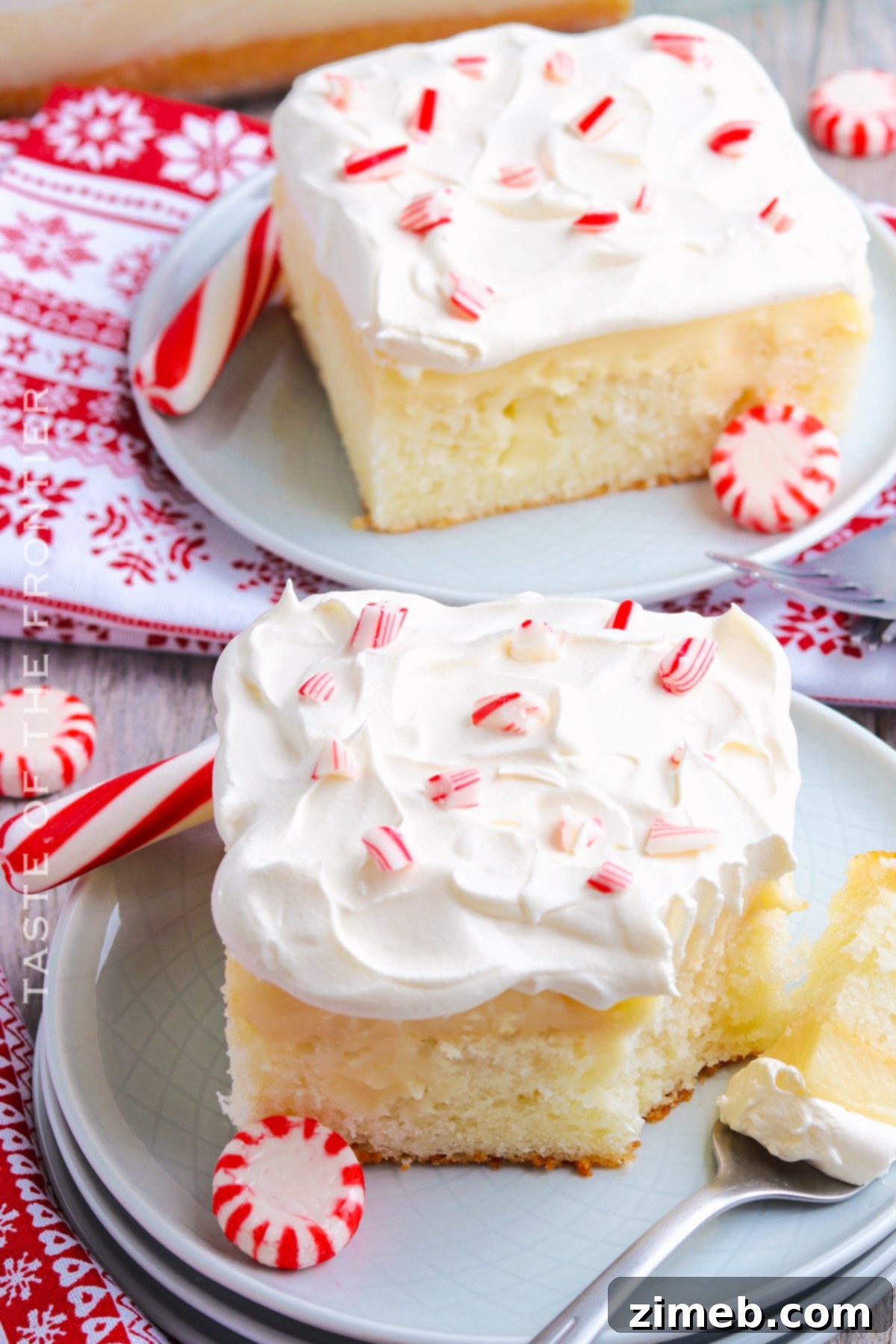 Festive Peppermint Cake 16 White Chocolate Peppermint Cake ready to be served