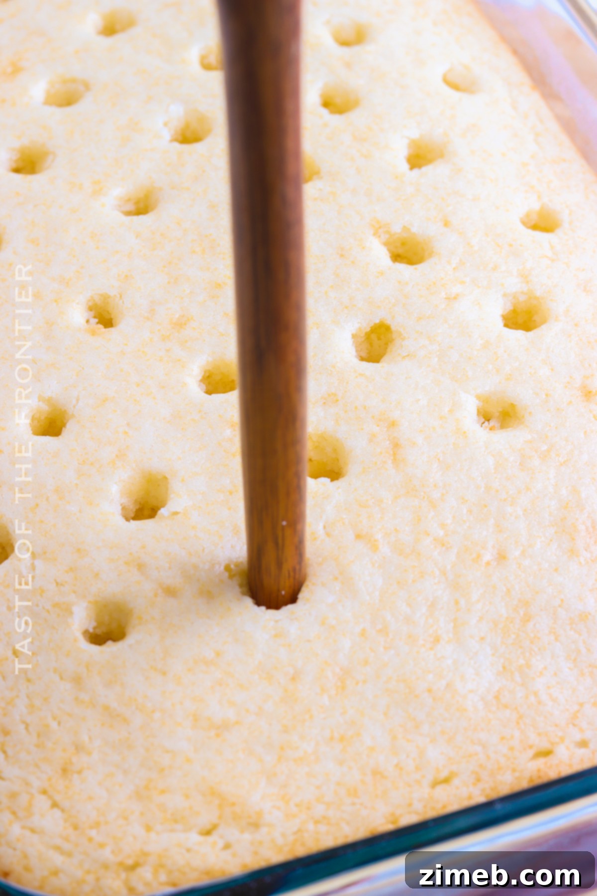 Festive Peppermint Cake 6 How to make the holes in the Peppermint Poke Cake