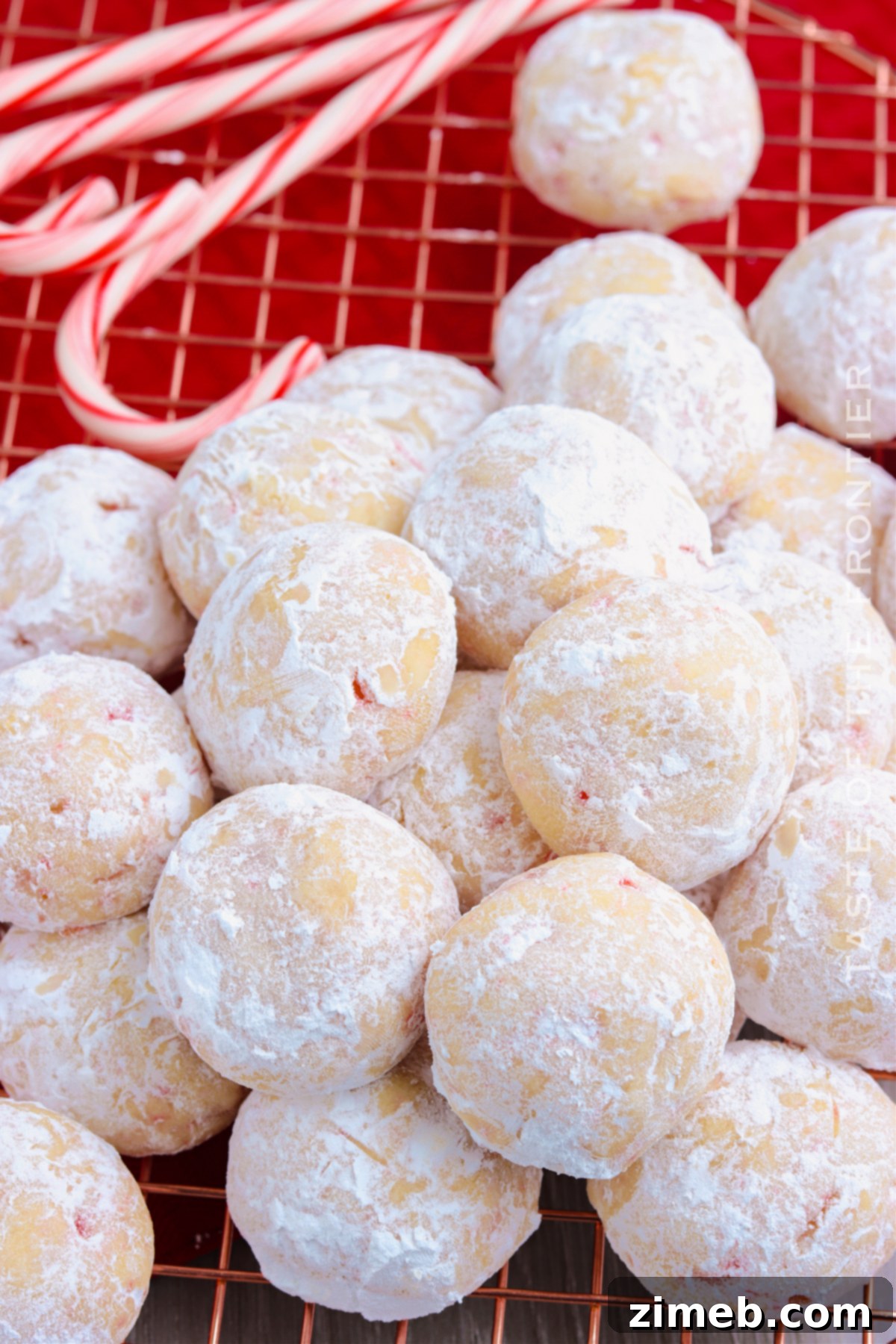 Winter Mint Snowball Delights 3 Platter of holiday cookies featuring peppermint snowballs