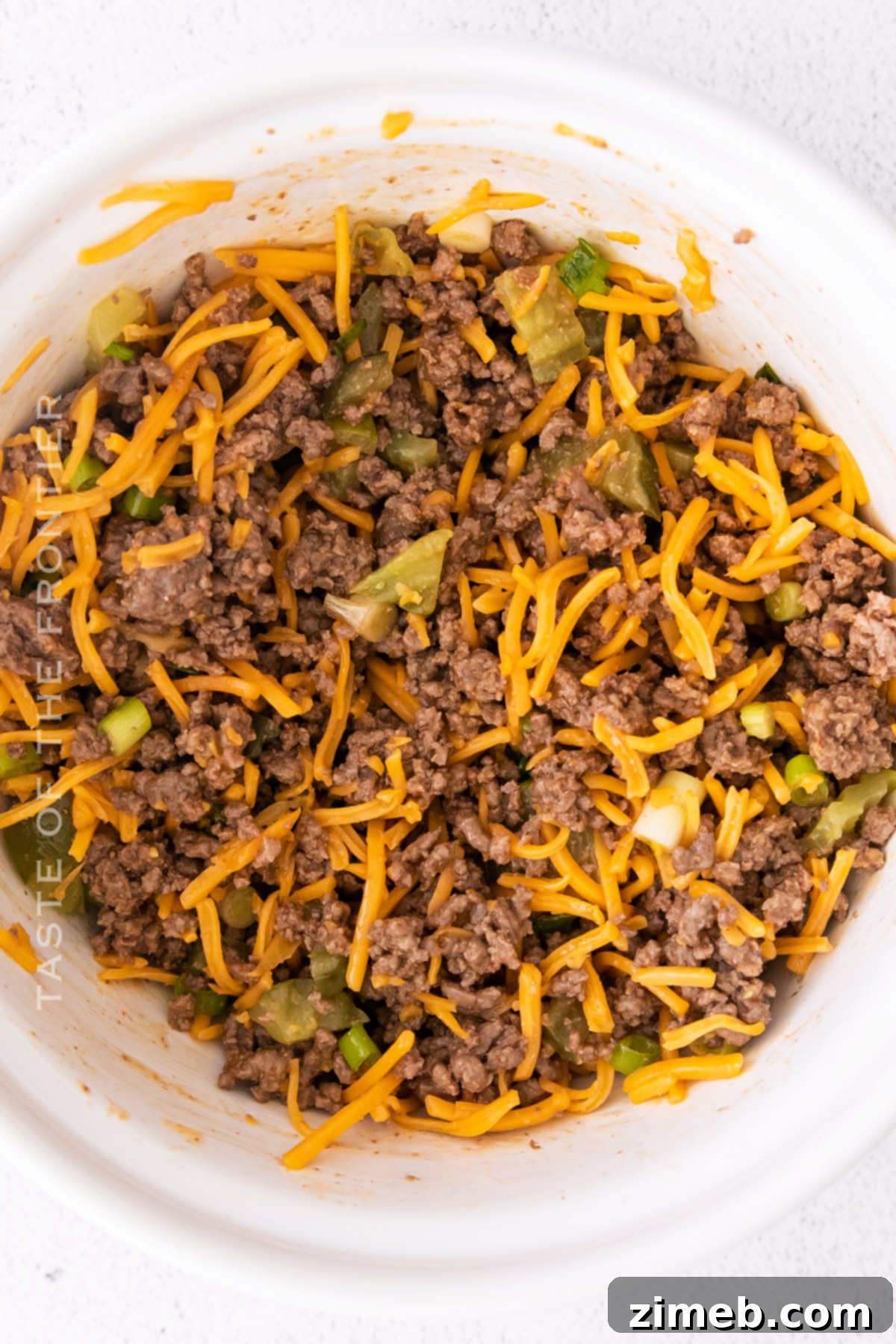 Crispy Air Fryer Cheeseburger Egg Rolls 5 inside mixture
