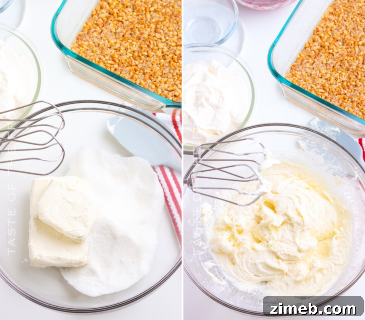 Salty Sweet Raspberry Dream 6 Delicious cream cheese filling spread over a pretzel crust for raspberry dessert.