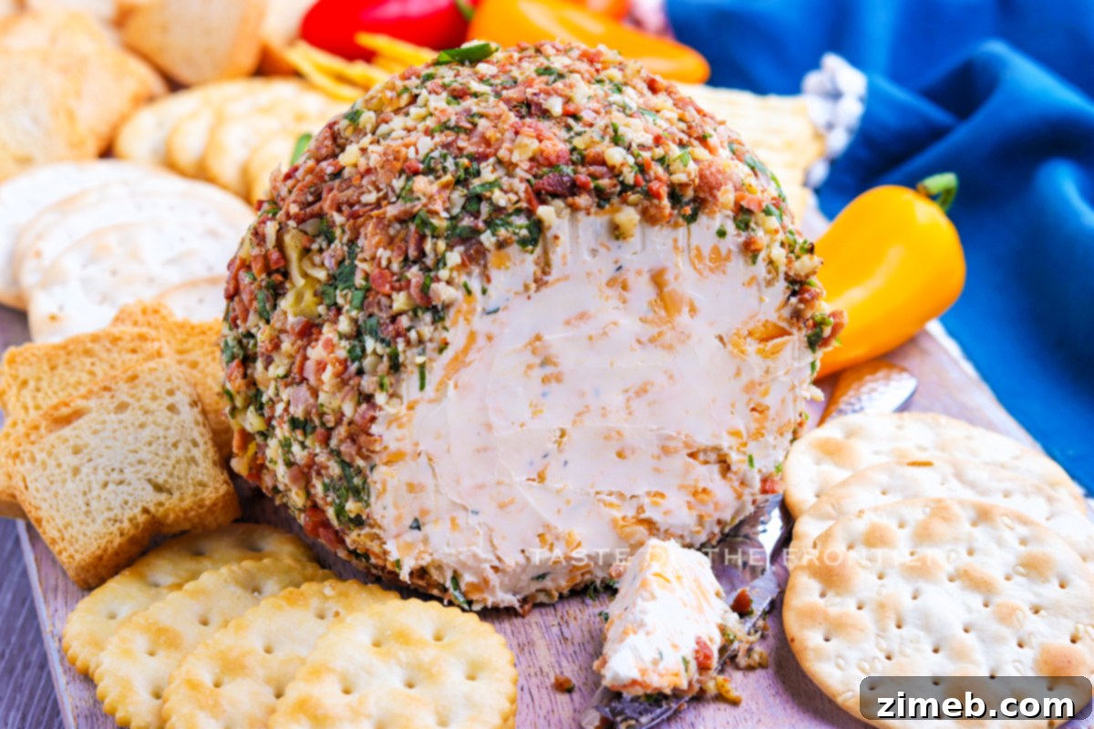 Festive party snack with a homemade cheese ball