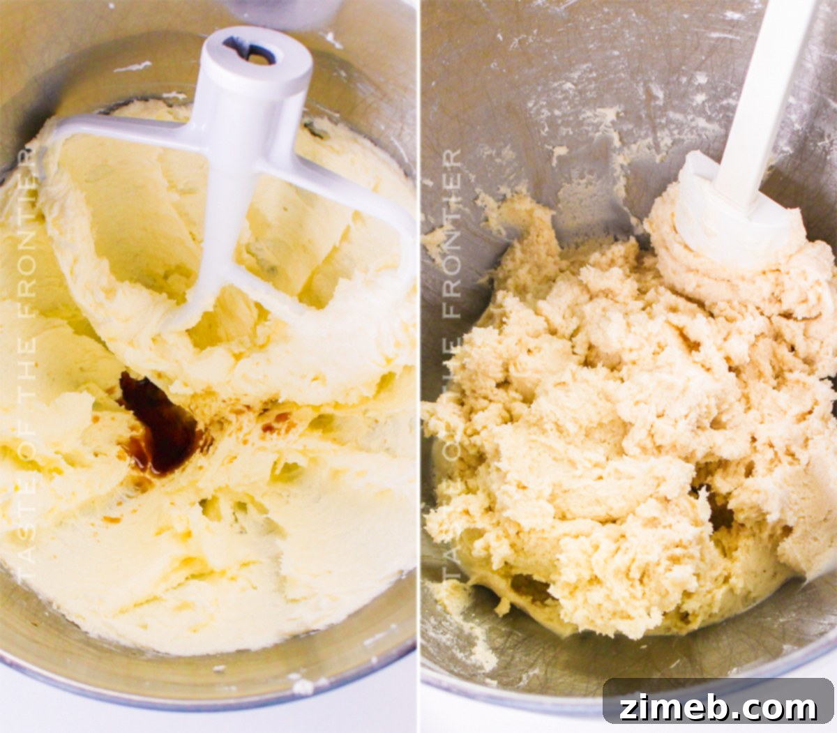 Buttery Christmas Shortbread 5 Step-by-step process of preparing Christmas Shortbread Cookies, showcasing the dough and shaping.