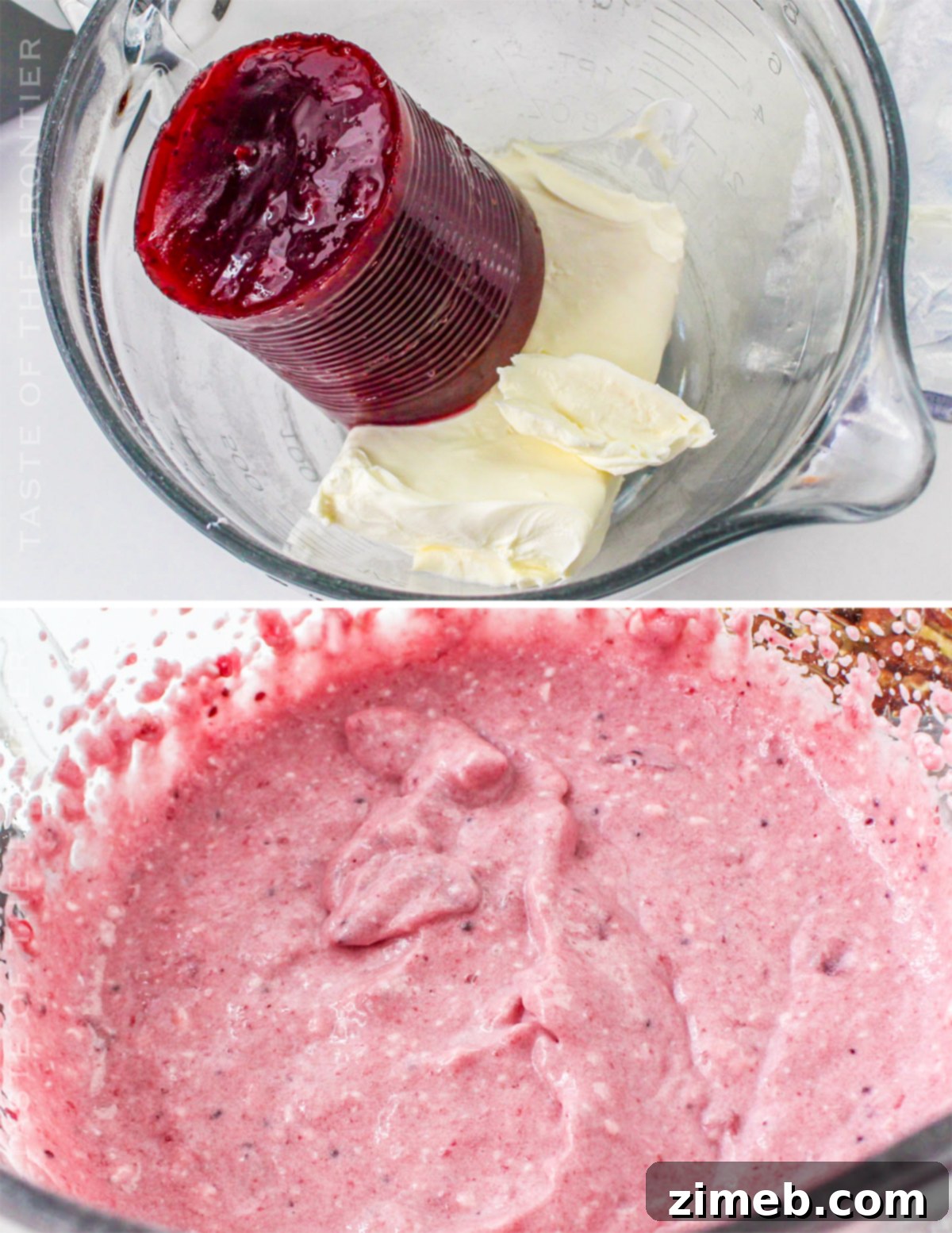 Bright and Flavorful Cranberry Salad 5 Step-by-step image showing how to make cranberry salad, with ingredients being mixed.