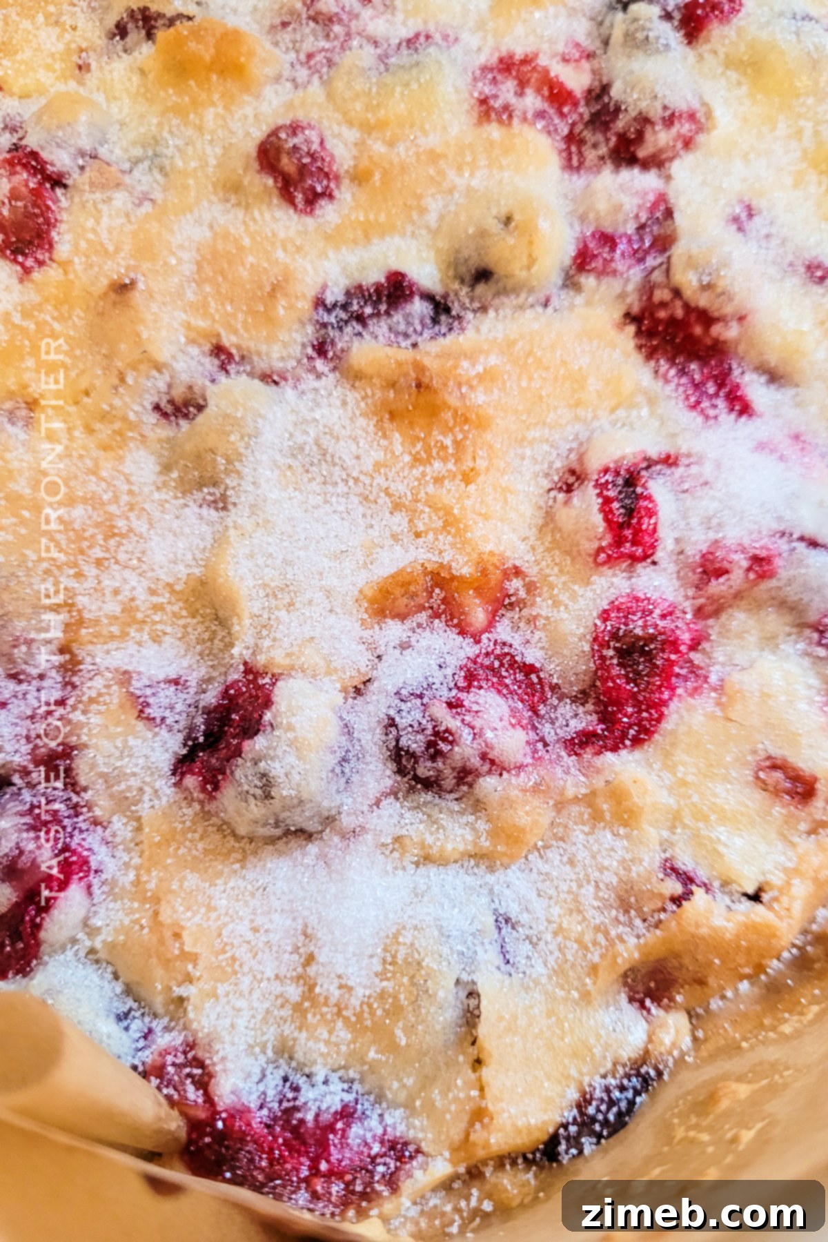 A slice of Cranberry Cake with a festive Thanksgiving backdrop.