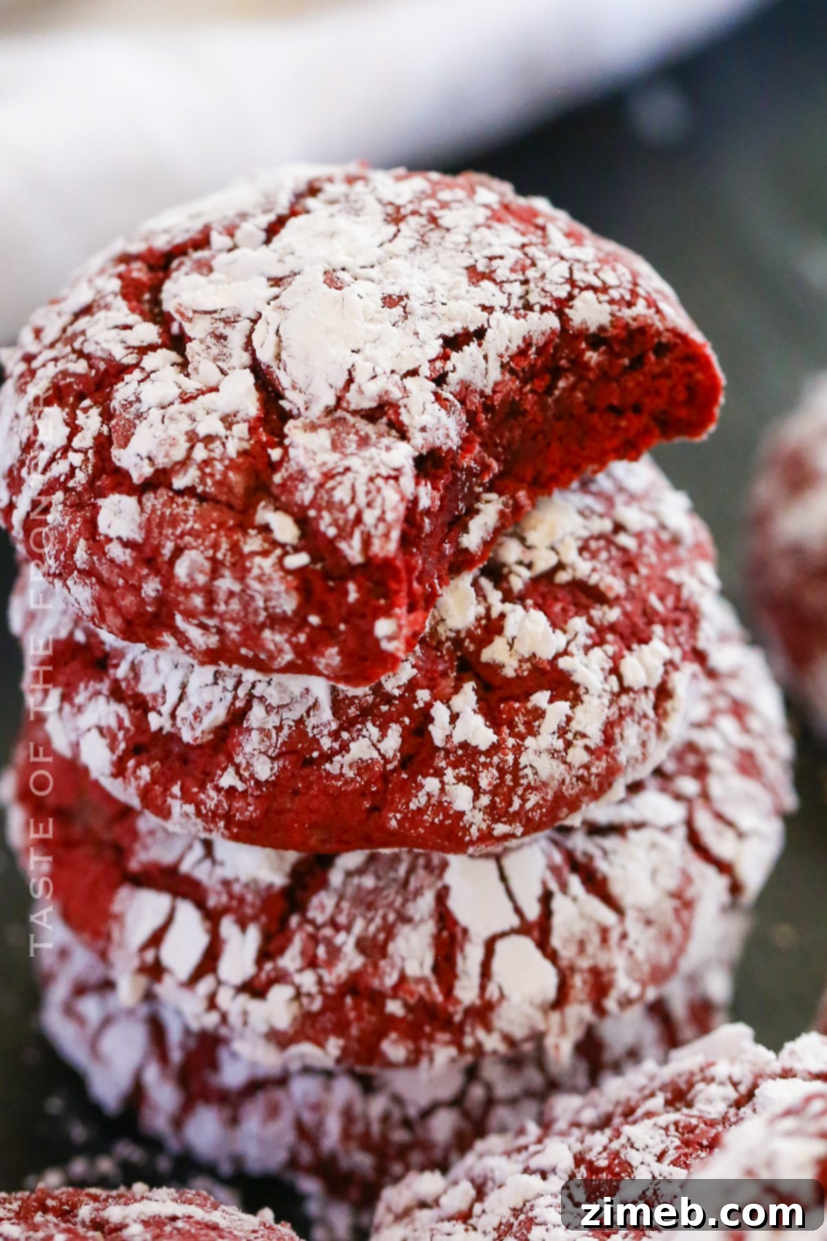 Quick-Mix Red Velvet Crinkle Cookies 2 Red Velvet Cake Mix Crinkle Cookies, soft and chewy holiday dessert