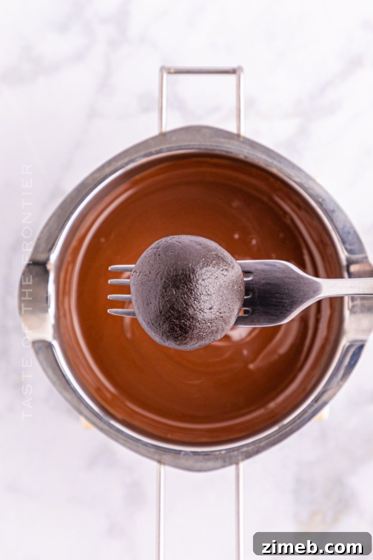 dipping in the chocolate coating