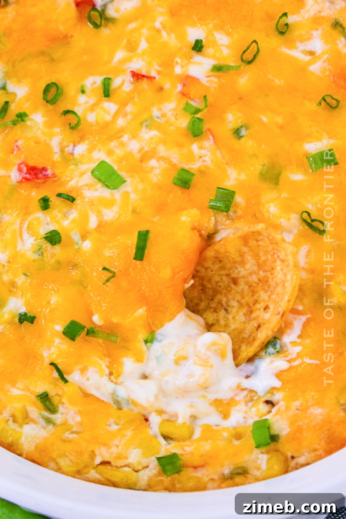 Sweet Creamy Corn Delight 8 Finished Cream Cheese Corn Dip recipe served with chips