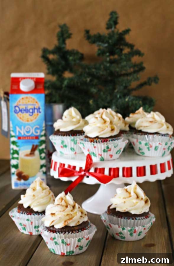 15 Joyful Christmas Cupcake Creations 17 Easy Chocolate Eggnog Cupcakes from Cake Mix