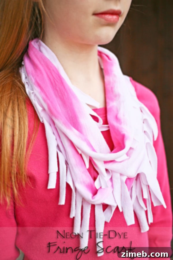 Electric Swirl Fringe Scarf 2 Completed Neon Tie-Dye Fringe Scarf project
