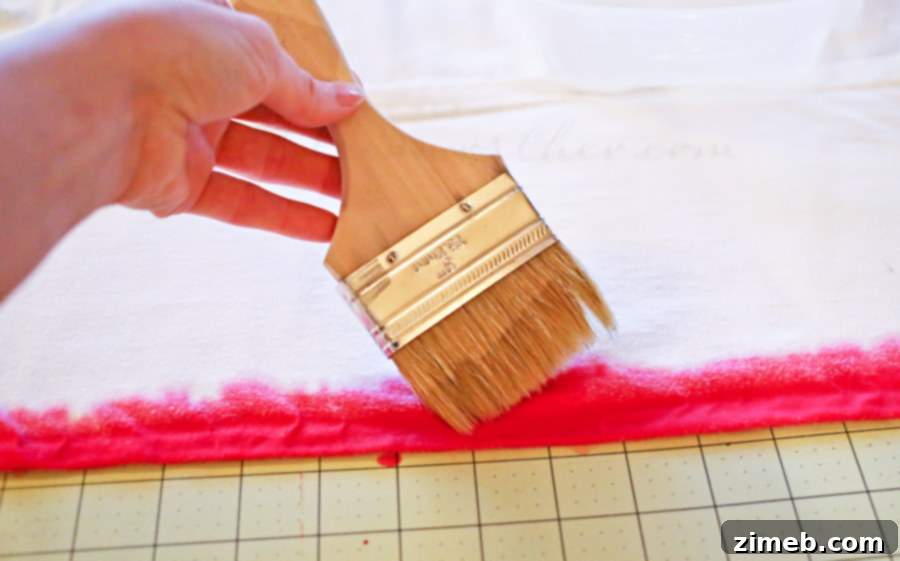 Electric Swirl Fringe Scarf 4 Applying tie-dye to t-shirt crease