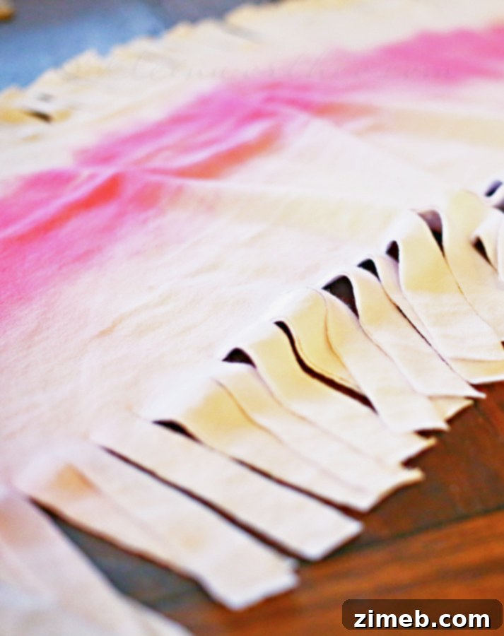 Electric Swirl Fringe Scarf 5 Drying the tie-dyed fabric