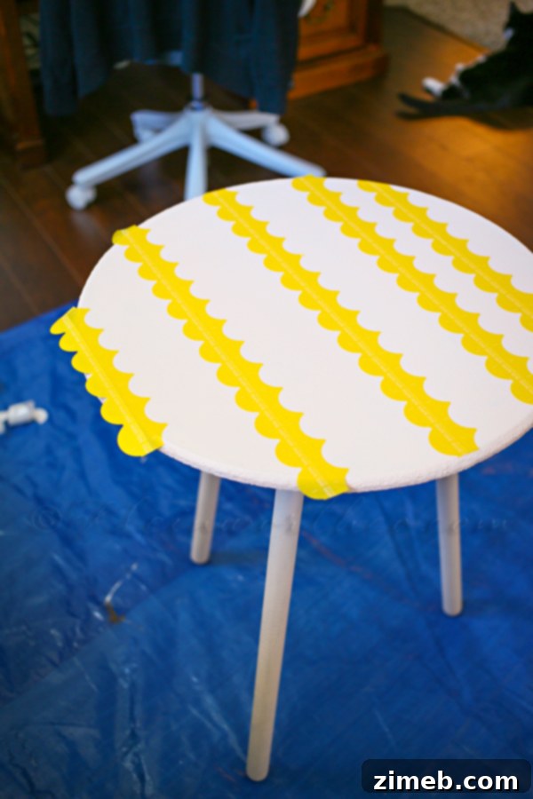 Glitter Wave Table Enchantment 4 Accent Table with Pale Pink Base Coat Applied