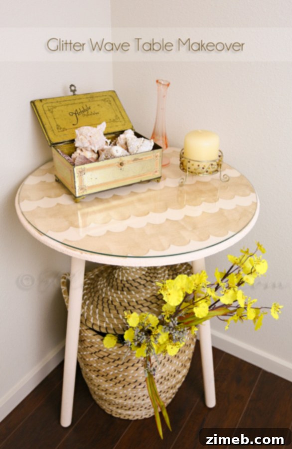 Glitter Wave Table Enchantment 6 Finished Glitter Wave Accent Table in Powder Room