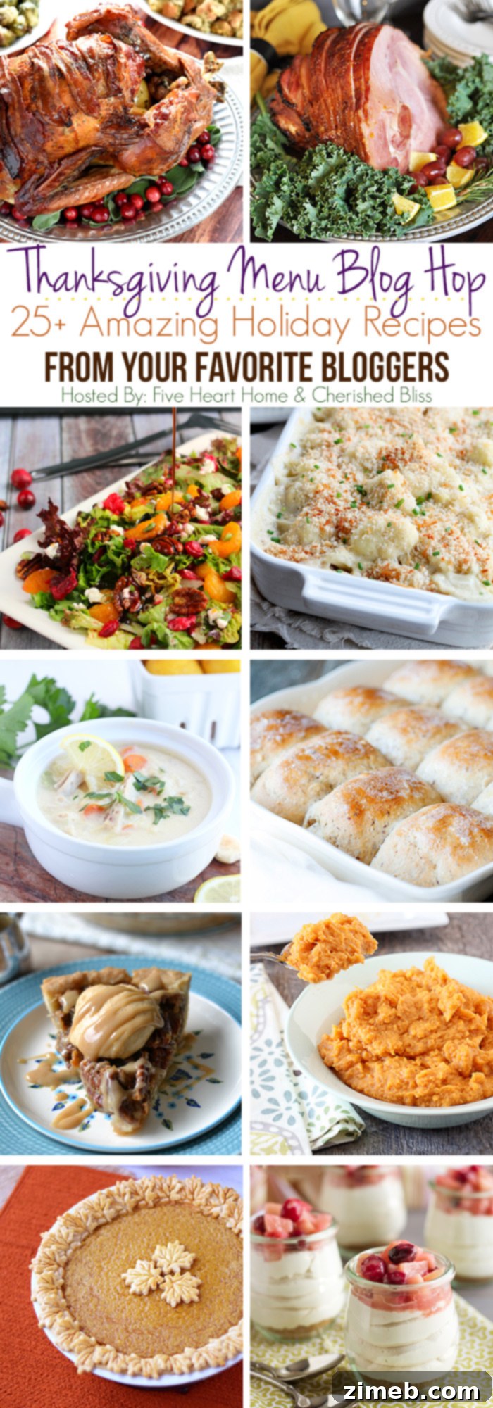 Thanksgiving Recipe Blog Hop Collage featuring various dishes
