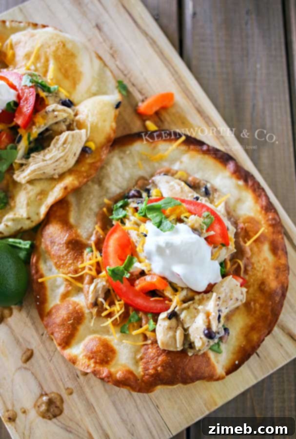 Vibrant Salsa Verde Tostadas 3 Delicious Salsa Verde Tostadas ready to be served, a perfect example of easy slow cooker chicken dinners.
