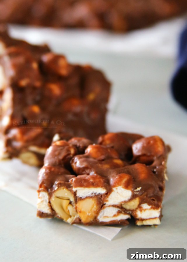 Effortless Slow Cooker Rocky Road Bars 4 A batch of freshly made Slow Cooker Rocky Road Bars ready to be cut.