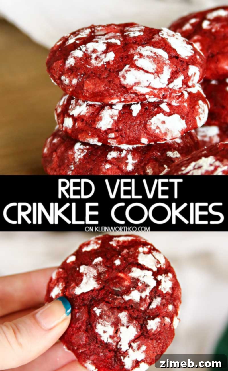 Snow-Kissed Red Velvet Cookies 2 Red Velvet Crinkle Cookies, soft and chewy