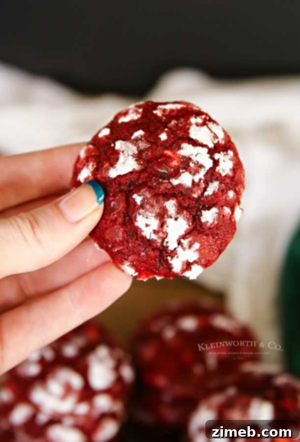 Snow-Kissed Red Velvet Cookies 4 Soft and chewy Red Velvet Crinkle Cookies