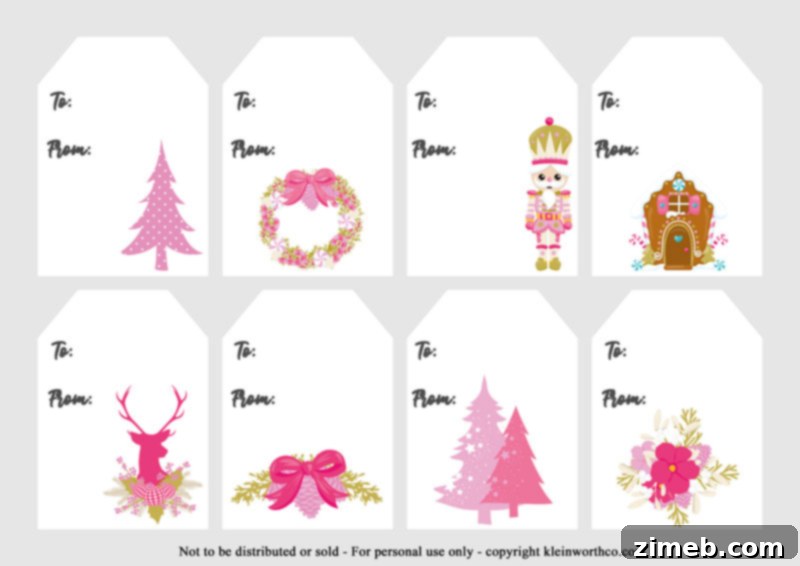 Free Printable Christmas Gift Tags 13 Nostalgic pink vintage gift tags for a charming touch