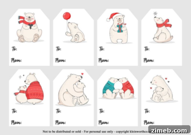 Free Printable Christmas Gift Tags 14 Cute polar bear gift tags for kids and playful gifts