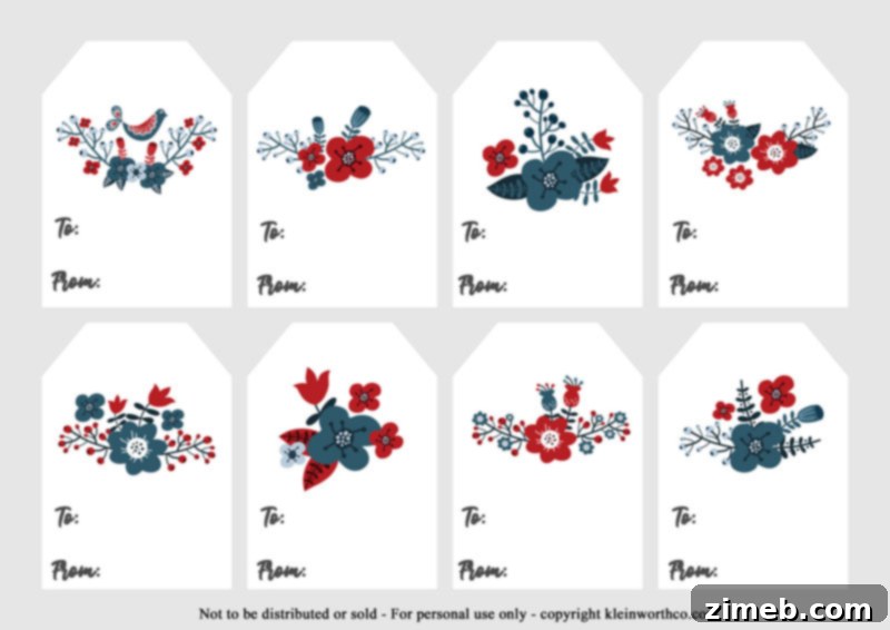 Free Printable Christmas Gift Tags 17 Elegant Floral Scandinavian gift tags for sophisticated presents
