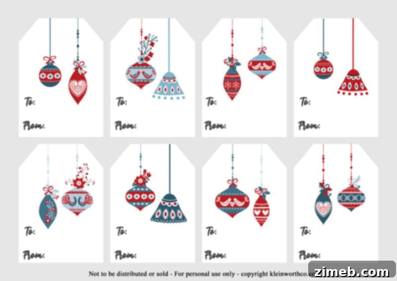 Free Printable Christmas Gift Tags 18 Charming Scandinavian Ornaments 2 gift tags printable