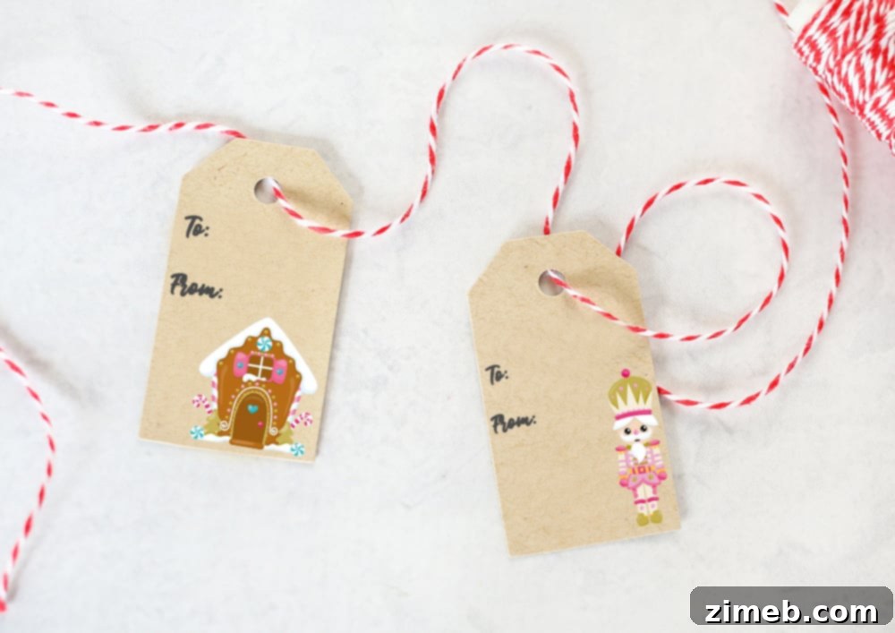 Free Printable Christmas Gift Tags 2 Pink themed free printable Christmas gift tags for a festive holiday