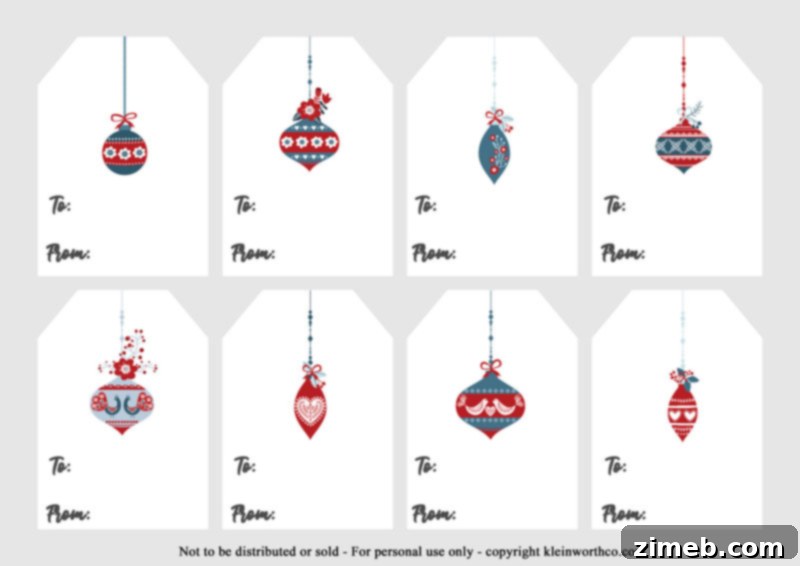 Free Printable Christmas Gift Tags 19 Traditional Scandinavian Ornaments gift tags for classic holiday style